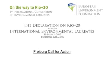 First page of the Declaration on Rio+20 adopted by International Environmental Laureates on 10 March 2012