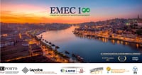 EMEC 18, Chemistry towards an infinite environment. 18th European Meeting on Environmental Chemistry, 26-29 November 2017, Porto, Portugal. Evening view of Porto on the Douro, below the logos of U.Porto FEUP, LEPABE, LSRE, CEFT, Association of Chemistry and the Environment and SPQ